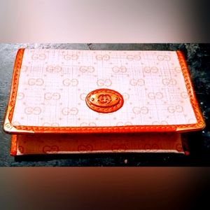 Gucci Card  holder with brass ware & Brown & Beige leather holder.